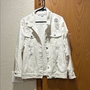 HYFVE White Distressed Jean Jacket